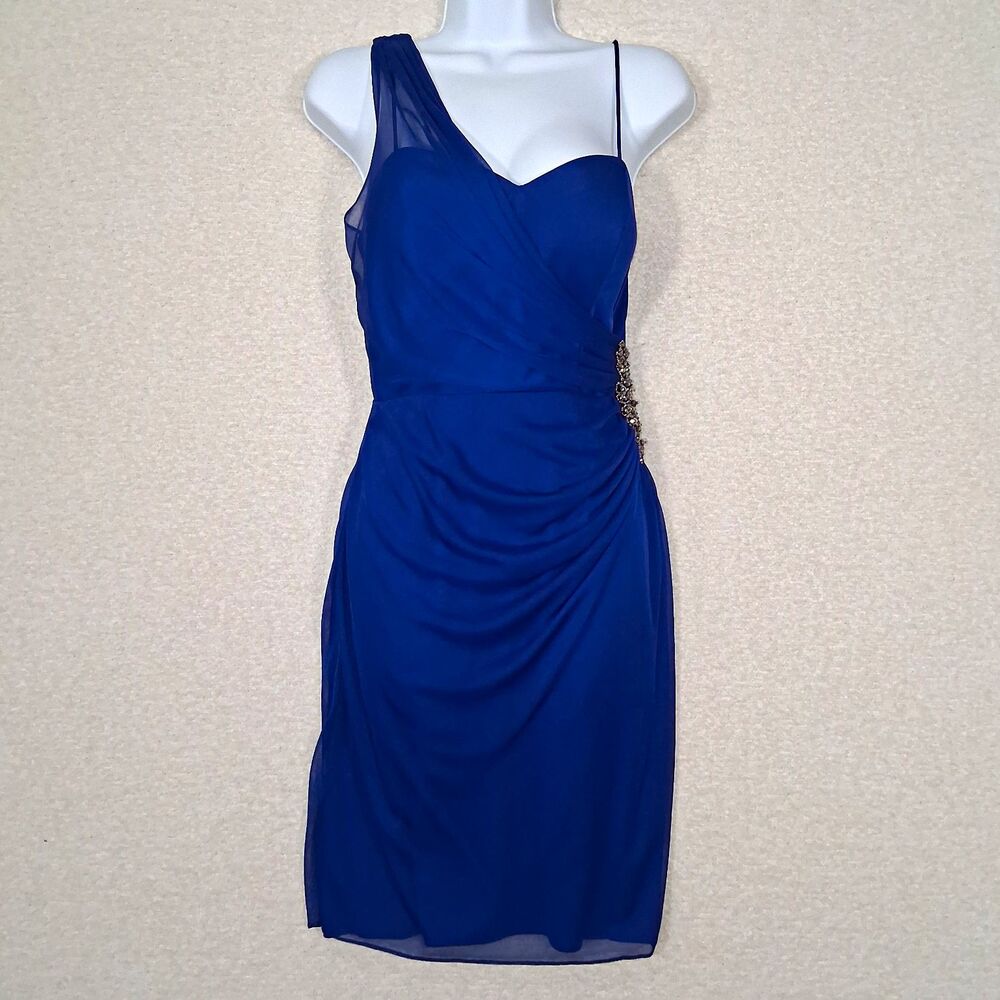 Vintage Cache 90s Y2k Beaded Ruched Evening Dress Sz 8 Glam Formal Event Guest